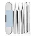 Arenzza stainless steel blackhead removal kit with multiple tools and alcohol pads for skincare and pore cleansing.