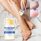 Arenzza Hydrating and Anti-Cracking Foot Cream jar with a white lid, showcasing the product label and creamy texture inside.