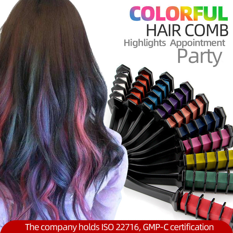 Arenzza temporary hair dye chalk comb showing vibrant colorful chalk for fun, cruelty-free hair coloring in a health and beauty setting.