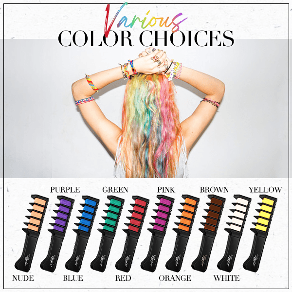 Aarenzza temporary hair dye chalk comb in vibrant colors, cruelty-free health and beauty product for easy hair coloring.
