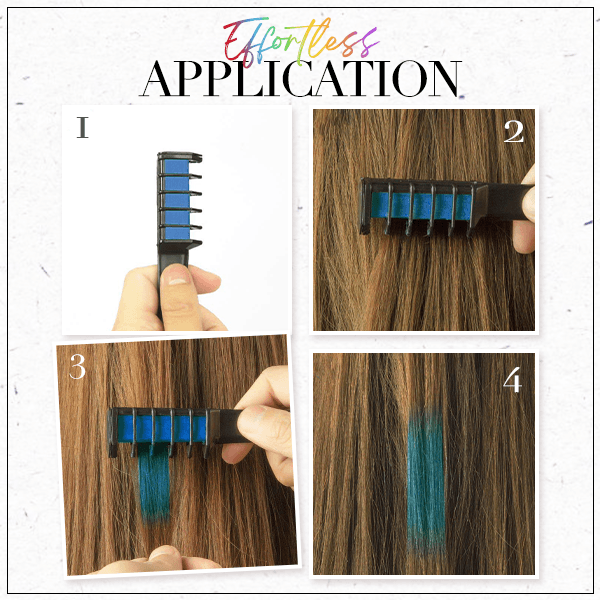 Arenzza temporary hair dye chalk comb in vibrant colors, cruelty-free hair color product for fun and easy hair coloring.