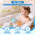 Arenzza 12-piece kids' bath bomb gift set with colorful, round bath bombs in a variety of vibrant shades, perfect for bath time fun.