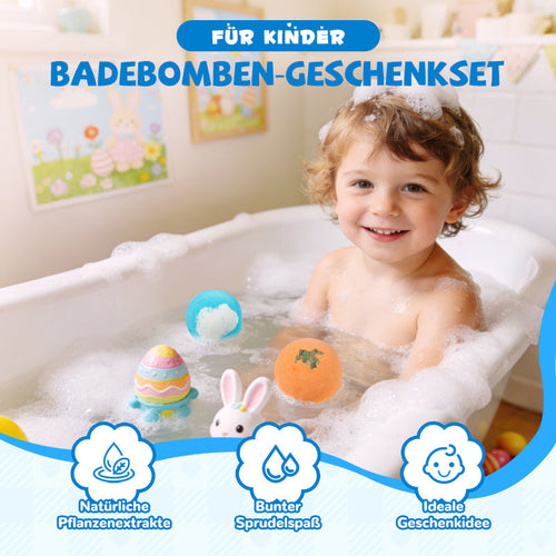 Arenzza 12-piece kids' bath bomb gift set with colorful, round bath bombs in a variety of vibrant shades, perfect for bath time fun.