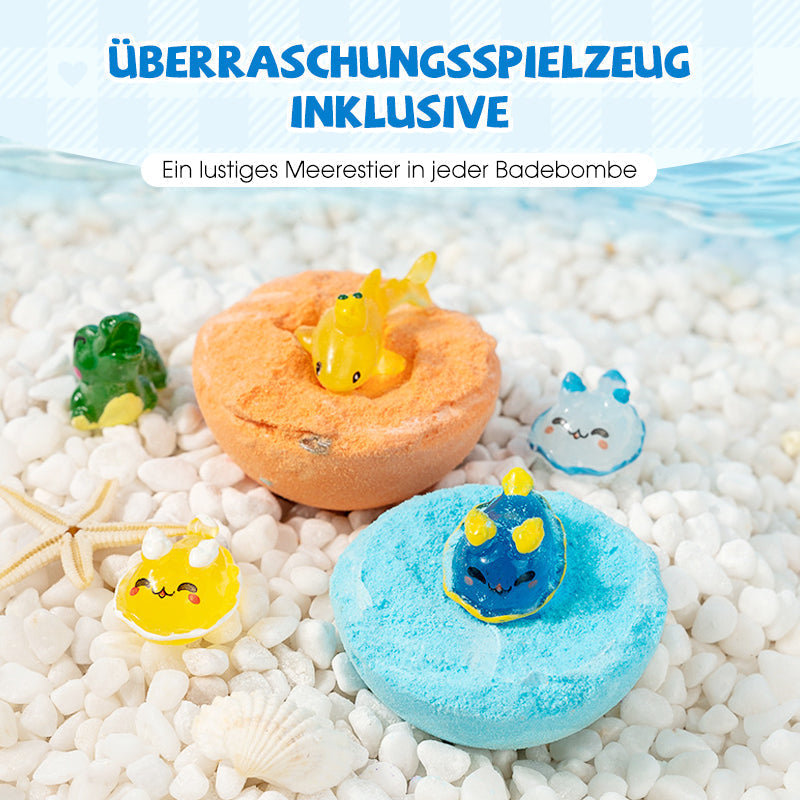 Colorful 12-piece bath bomb gift set for kids by Arenzza, featuring vibrant spherical bath bombs in playful packaging.