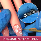 Arenzza Nail Art Stamp Pen in black, featuring a sleek design for precise nail stamping and detailed nail art application.