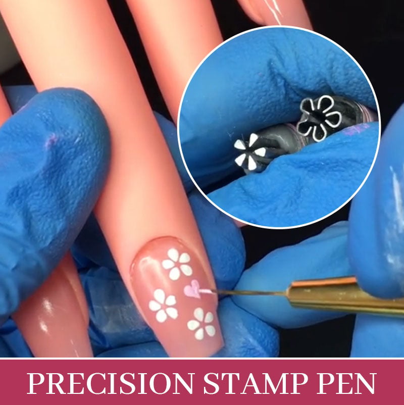 Arenzza Nail Art Stamp Pen in black, featuring a sleek design for precise nail stamping and detailed nail art application.