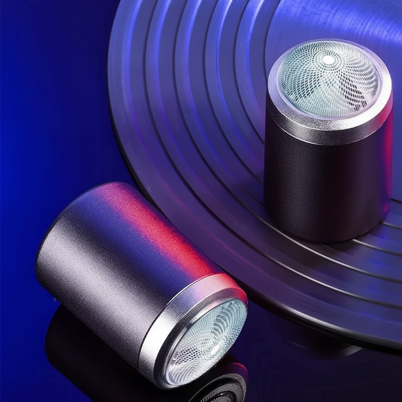 Aarenza portable mini electric shaver for men, compact design with a metallic body and shaving head, suitable for travel and grooming.