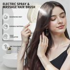 Arenzza Electric Spray Massage Comb in black with ergonomic handle and metal teeth, used for relaxing scalp massage and hair care.