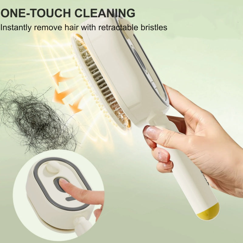 Arenzza electric spray massage comb in black with ergonomic handle, featuring massage and spray functions for scalp relaxation.