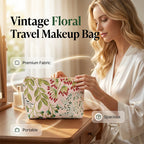Aarenza floral printed cosmetic bag with elegant floral design, ideal for makeup and beauty essentials, in a health and beauty category.
