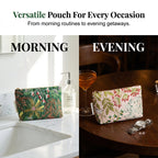 Aarenza floral printed cosmetic bag with elegant floral design, ideal for beauty and makeup essentials, in a health and beauty product style.