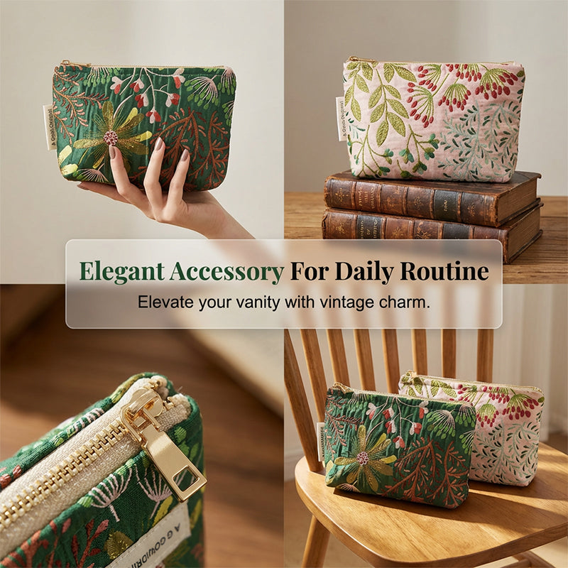 Elegant floral printed cosmetic bag by Arenzza, showcasing a vibrant design perfect for organizing beauty essentials.