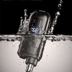 Arenzza electric nose hair trimmer in black, waterproof design, showing the compact device with trimming head for painless grooming.