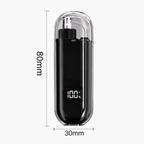 Arenzza electric nose hair trimmer in black, waterproof design, with a close-up view showing its compact, painless grooming tool.