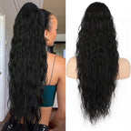 Arenzza curly wavy frizzy hair extension with ponytail in rich purple color, showcasing textured, voluminous hair extension.