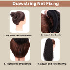 Arenzza curly wavy frizzy hair extension with ponytail in vibrant purple, styled for a full, voluminous look.