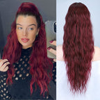 Arenzza curly wavy frizzy hair extension with ponytail in purple, showcasing textured, voluminous hair for health and beauty styling.