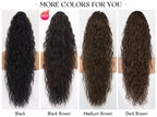 Arenzza curly wavy frizzy hair extension with ponytail in vibrant purple, showcasing the textured, voluminous hair style.