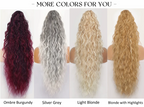 Aarenza curly wavy frizzy hair extension with ponytail in purple, designed for easy attachment and natural look.