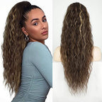 Arenzza curly wavy frizzy hair extension with attached ponytail in purple for a natural, voluminous hairstyle.