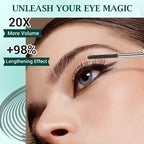 Arenzza waterproof mascara with lengthening and curling effects, showing a close-up of dark, volumized eyelashes.