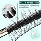 Arenzza waterproof mascara with curled and lengthened eyelashes, shown in a close-up image highlighting the brush and lash effects.
