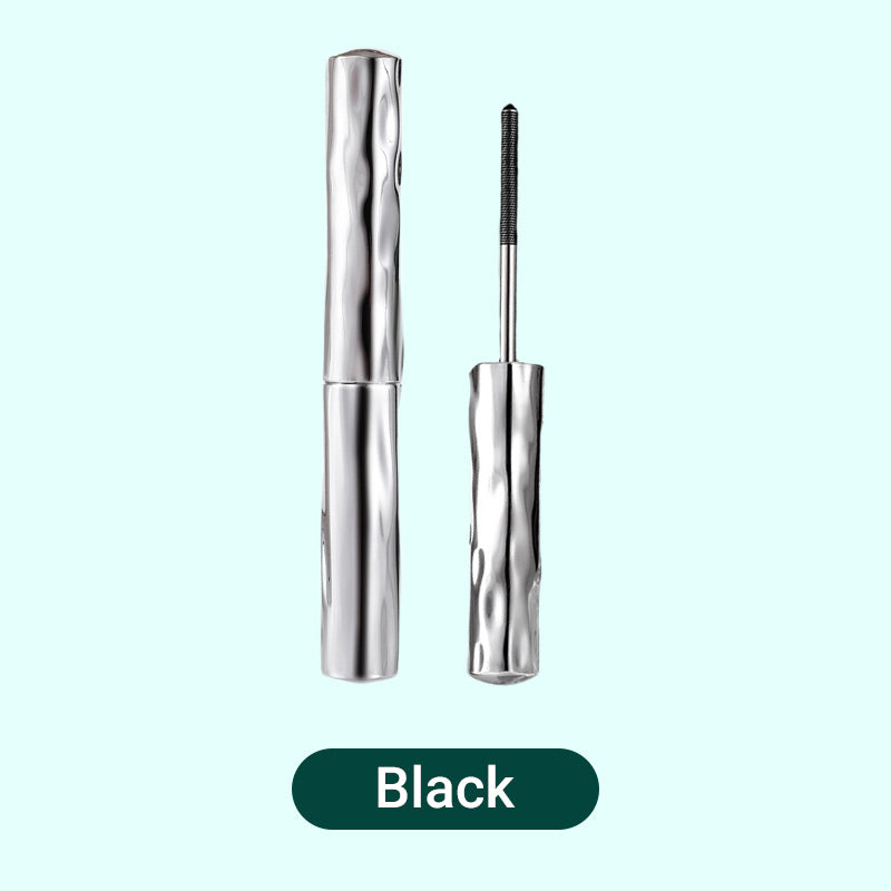 Arenzza waterproof mascara tube with a curved brush, designed for lengthening and curling eyelashes, in a sleek black packaging.