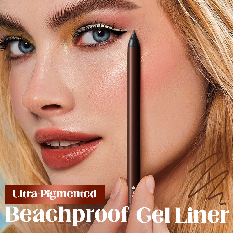Arenzza waterproof gel eyeliner in purple, long-lasting and smudge-proof, shown with precise application on the eyelid.