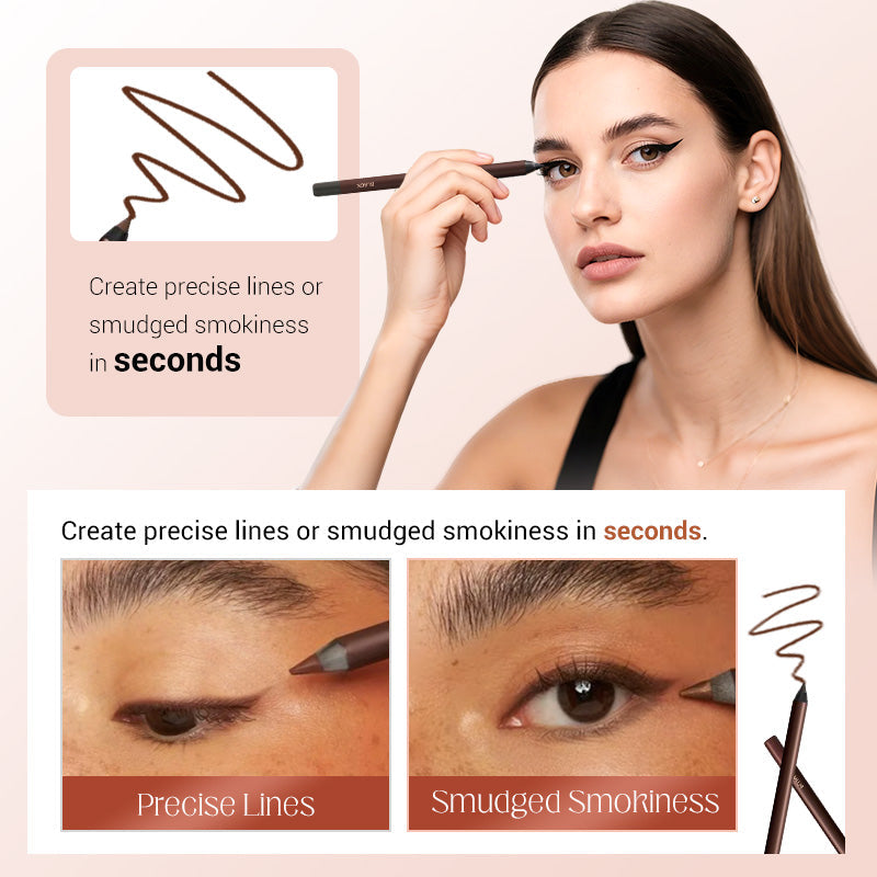 Arenzza waterproof gel eyeliner in deep purple, showcasing precise application on the eyelid with a smooth, smudge-proof finish.