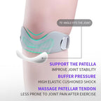 Arenzza silicone patella knee strap designed for knee pain relief, shown wrapped around a person's knee in a health and beauty setting.