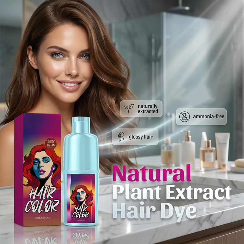 Aromatherapy Plant Extract Hair Color Cream by Arenzza showing a tube of natural hair dye with botanical ingredients and vibrant packaging.