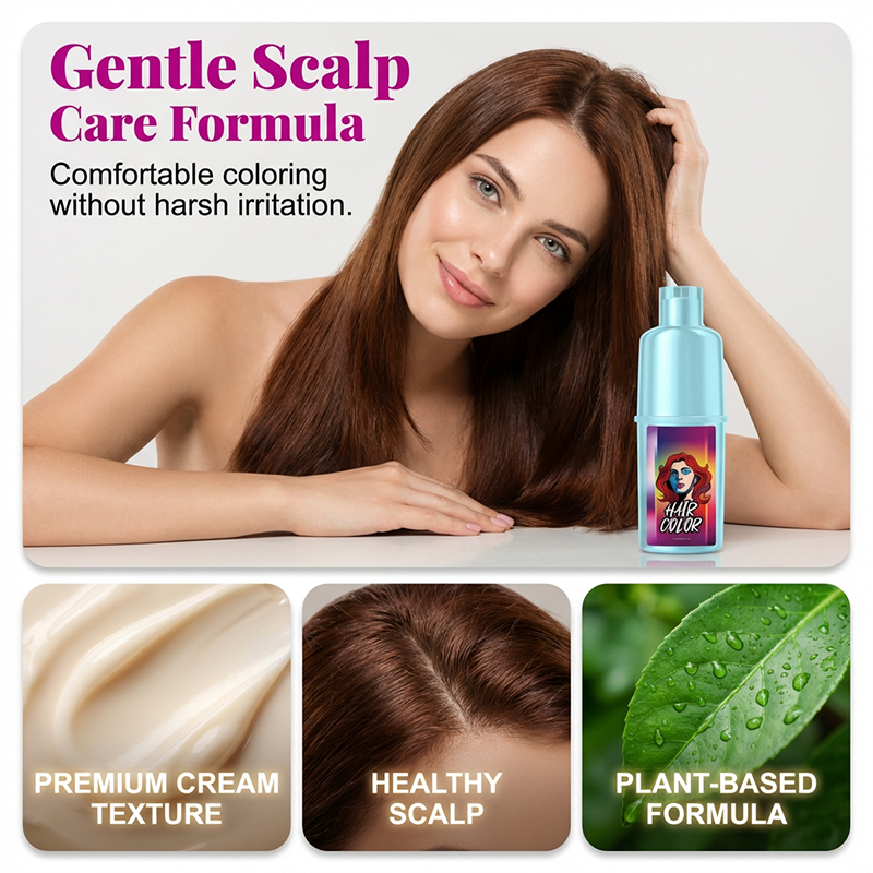 Arenzza Plant Extract Hair Color Cream in a sleek tube, showing natural ingredients and vibrant hair color options.