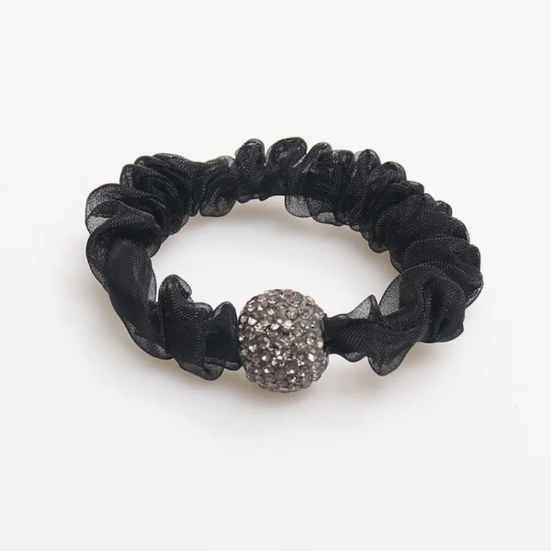 Arenzza elegant rhinestone mesh hair ties in purple, featuring sparkling rhinestones and stretchy mesh material for stylish hair accessories.