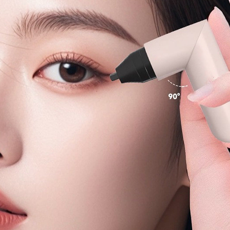 Arenzza integrated rotating eyeliner stamp pen with black ink, showing the pen with cap and applicator tip for precise eye makeup.