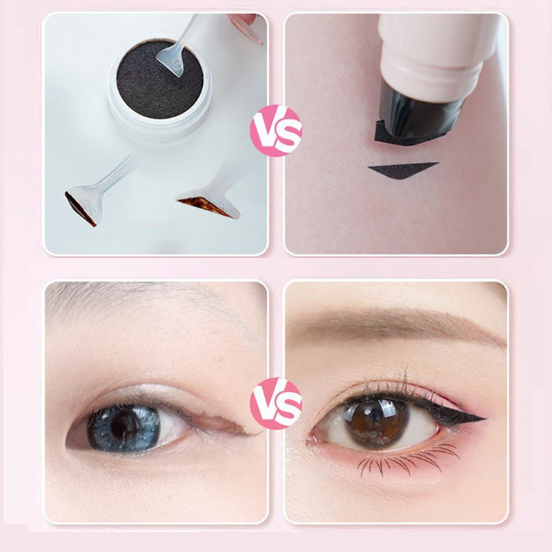 Aarenza integrated rotating eyeliner stamp pen with black ink, showcasing the pen's design and rotating stamping tip for precise eye makeup.