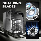 Aarenza Mini Electric Shaver for Men with compact design, black body, and stainless steel blades for close grooming.