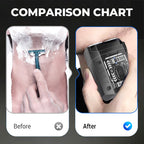 Arenzza mini electric shaver for men with compact design, featuring a sleek black body and precision foil blades for close shaving.