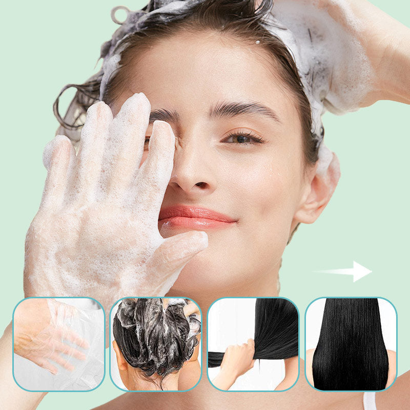 Arenzza long-lasting natural hair dye shampoo bottle with label showing product details, in a health and beauty setting.