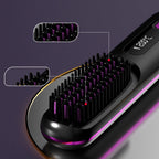 Arenzza wireless ceramic heating hair straightening comb with ceramic plates and ergonomic handle, ready for styling.