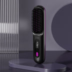 Arenzza wireless ceramic heating hair straightening comb with black handle and ceramic plates for smooth, sleek hair styling.