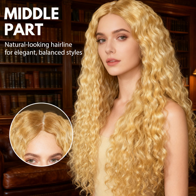 Women’s long curly wig by Arenzza with voluminous, natural-looking curls in a healthy, shiny hair style.