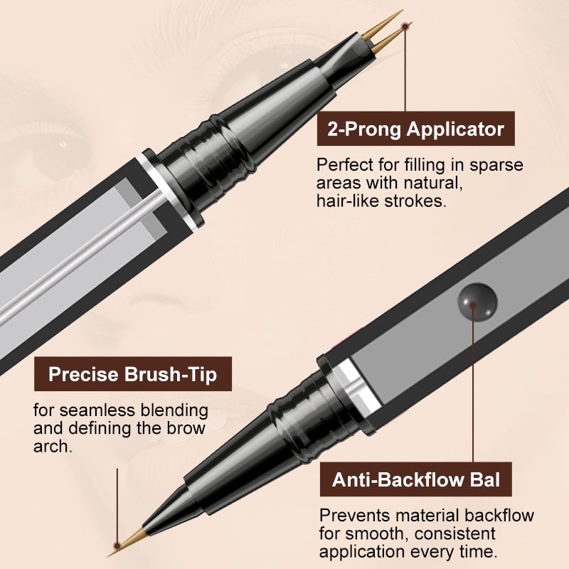 Arenzza 2-in-1 Microblading Brow Pen with dual tips for natural-looking eyebrow enhancement in a sleek black design.