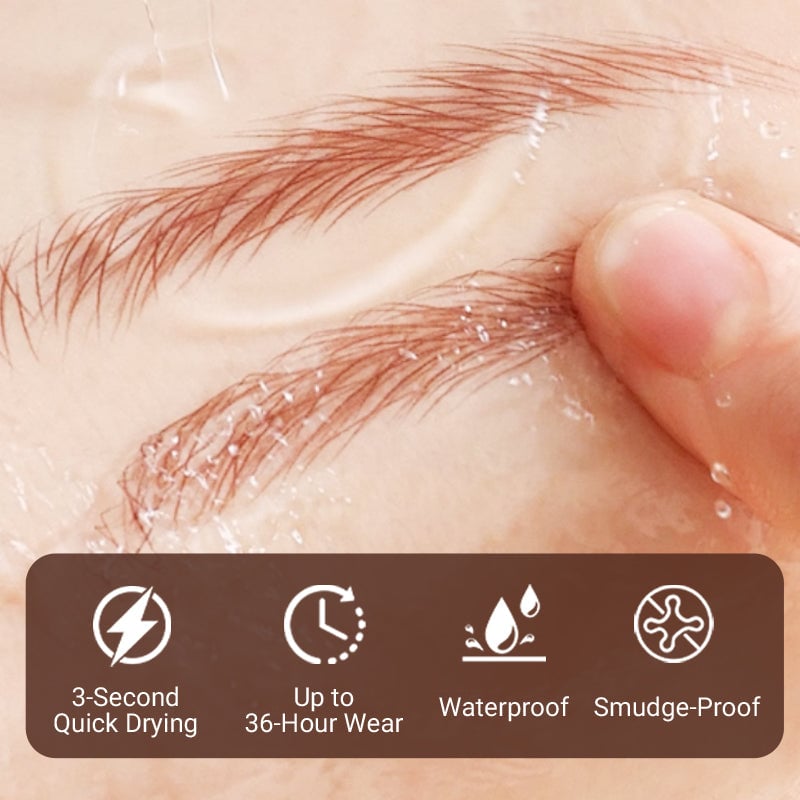 Arenzza 2-in-1 Microblading Brow Pen showing dual-sided design with fine tip and spoolie for natural eyebrow enhancement