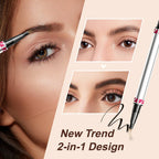 Arenzza 2 in 1 Microblading Brow Pen with dual tips for natural-looking eyebrow enhancement in a sleek black design.