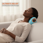 Arenzza neck massager pillow with heat, designed for relaxation and muscle relief, shown in a close-up view with soft fabric and controls