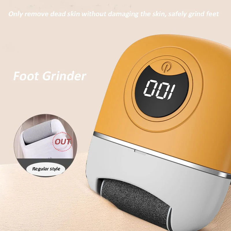 Arenzza digital electric foot polisher with a sleek design, featuring a rotating buffing head and control buttons for foot care.