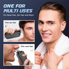 Arenzza rechargeable portable nose hair trimmer with sleek design, compact size, and removable trimming head for easy use.
