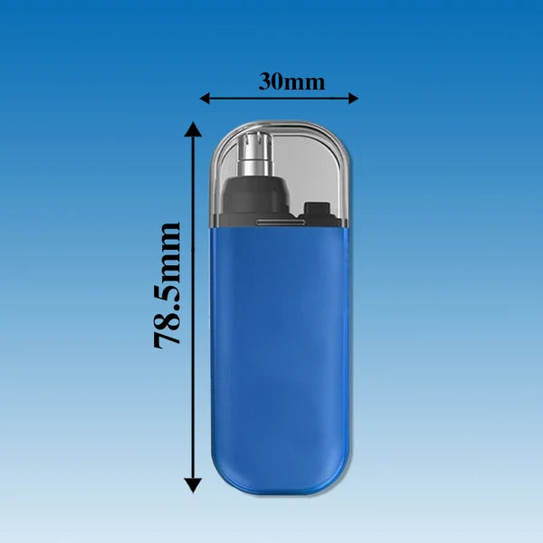 Arenzza rechargeable portable nose hair trimmer for men, compact design, with trimming head visible in a health and beauty setting.