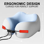Arenzza memory foam U-shaped travel neck pillow in soft grey for neck support and comfort during travel.
