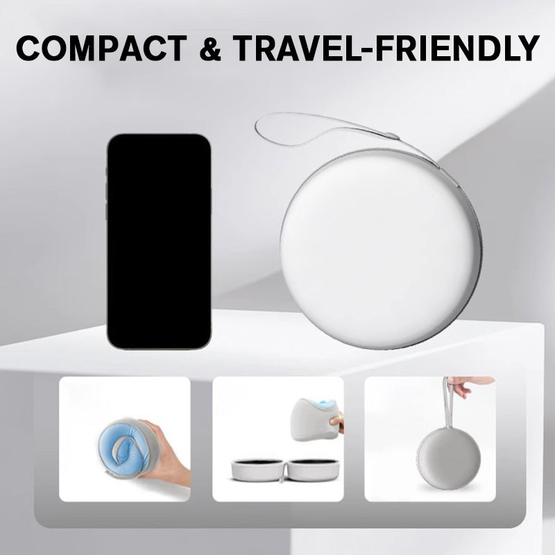 Arenzza memory foam U-shaped travel neck pillow in soft fabric, designed for neck support during travel.